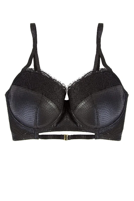 Aerona Lace and Leatherette Longline DD-F Bra