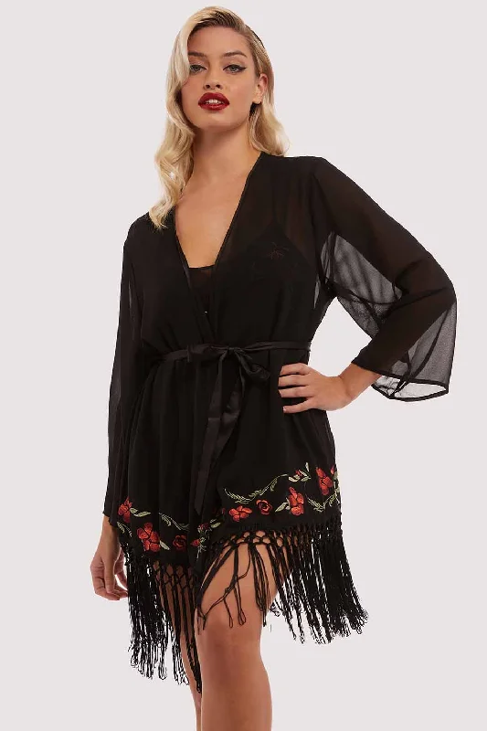 Embroidered Tassel Kimono