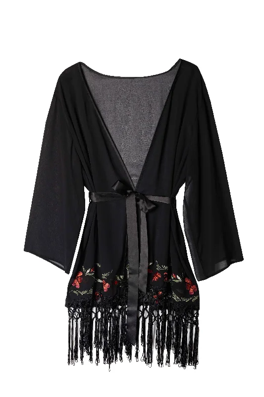 Embroidered Tassel Kimono