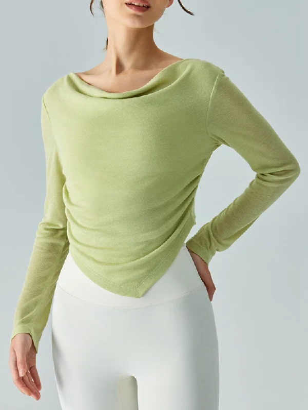 Cowl Neck Long Sleeve Sports Top