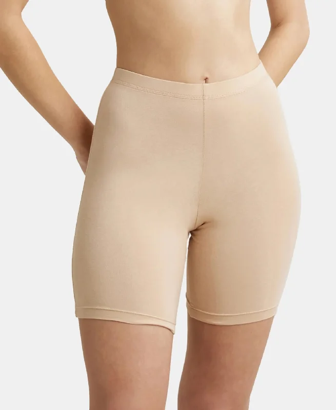 High Coverage Super Combed Cotton Elastane Stretch Shorties With Concealed Waistband - Skin