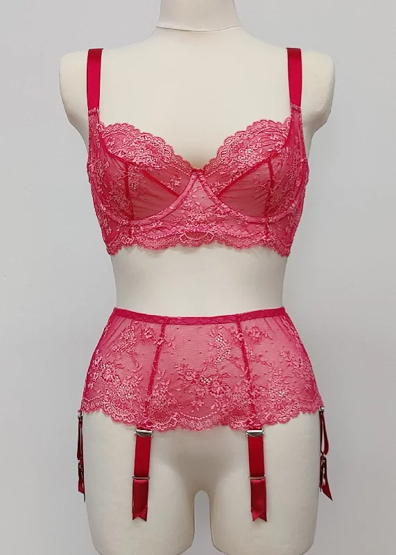 Pink Lace JUDITH Garter belt