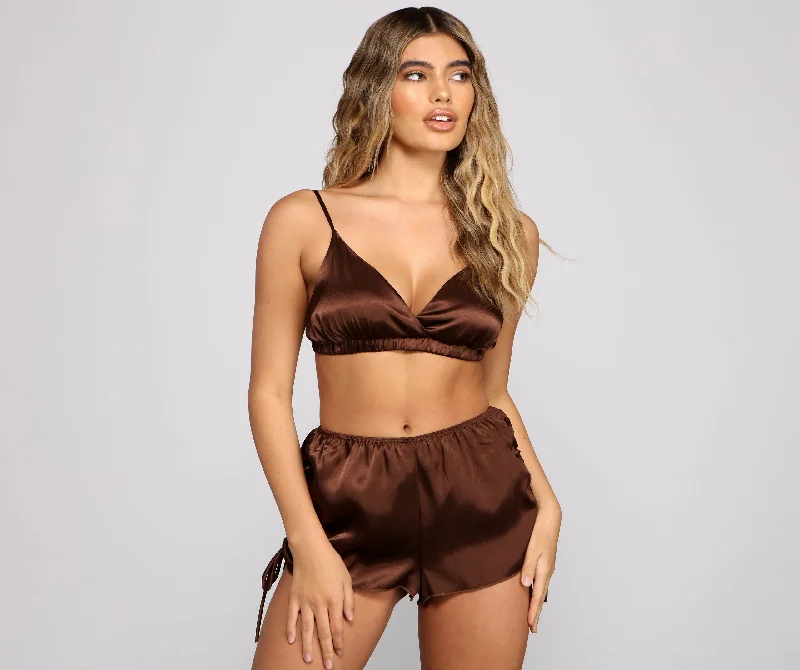 Sleek And Chic Satin Pajama Bralette