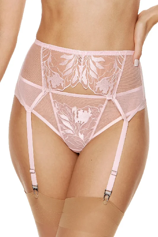 High Waist Mesh Garter Belt Gorteks Coco Pink