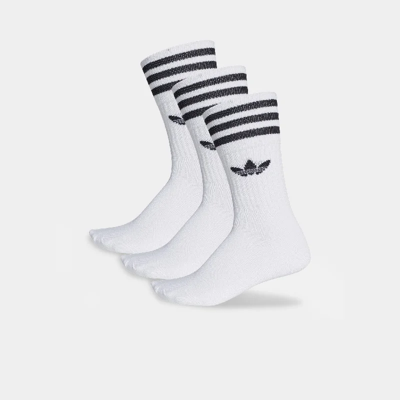 adidas Originals Solid Crew Socks - 3 Pack White / Black