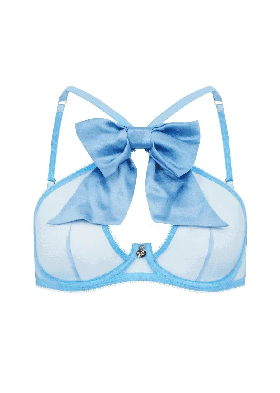 Oriana High Neck Underwired Bra (Baby Blue)