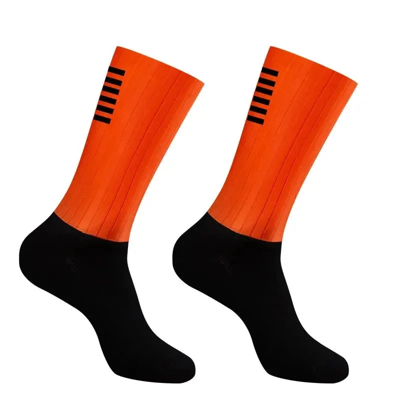 Anti Slip Silicone Summer Aero Socks Whiteline Cycling Socks Men Bicycle Sport R