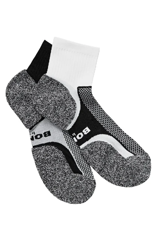 Bonds Men's Ultimate Comfort Quarter Crew 2 Pack Socks - Black/White