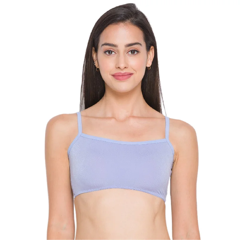 Nylon Solid Non Padded Non Wired Full Coverage Bra Lightblue