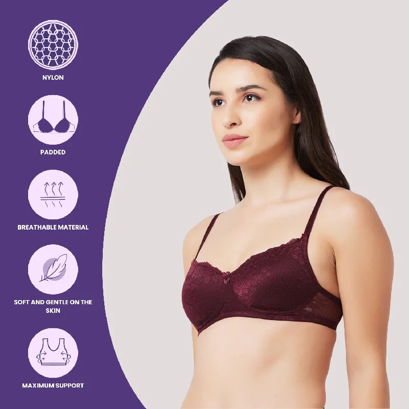 Padded Non Wired Bra Wine