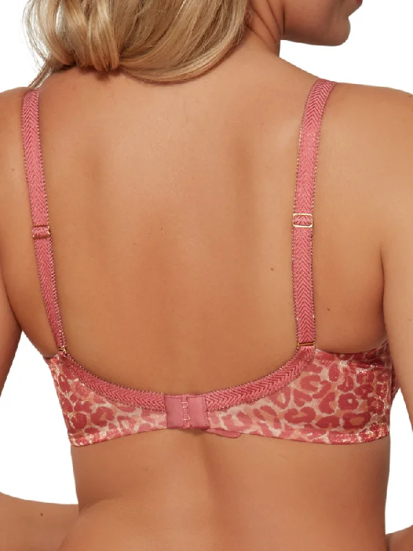 Glossies Leopard Sheer Moulded Bra - Blush Print