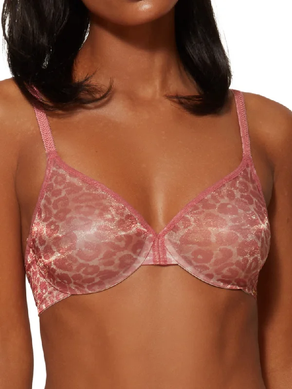 Glossies Leopard Sheer Moulded Bra - Blush Print