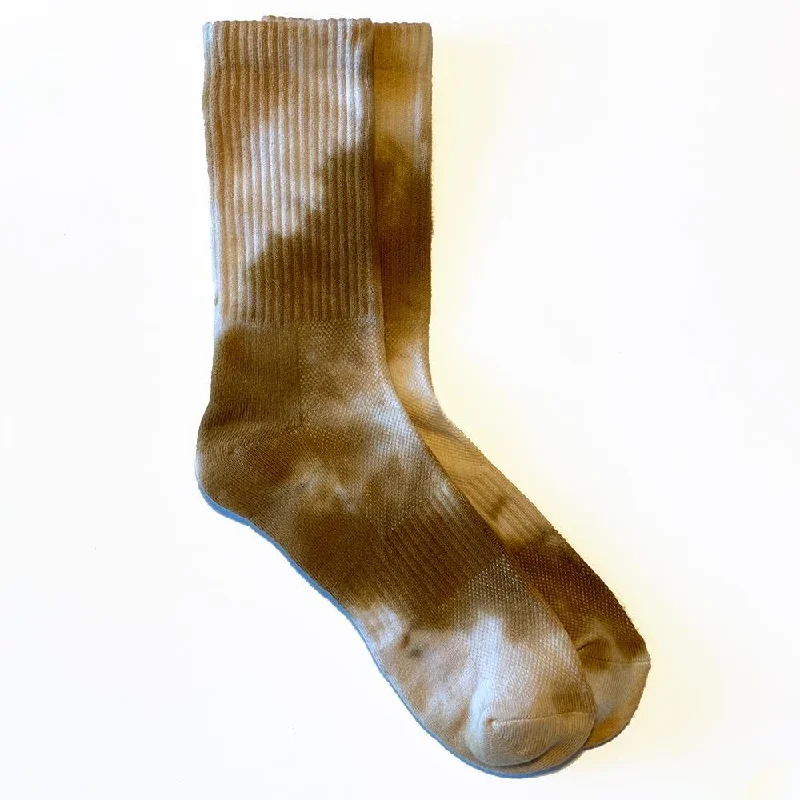 High Ankle Athletic Tie Dye Socks (Rust + Beige)