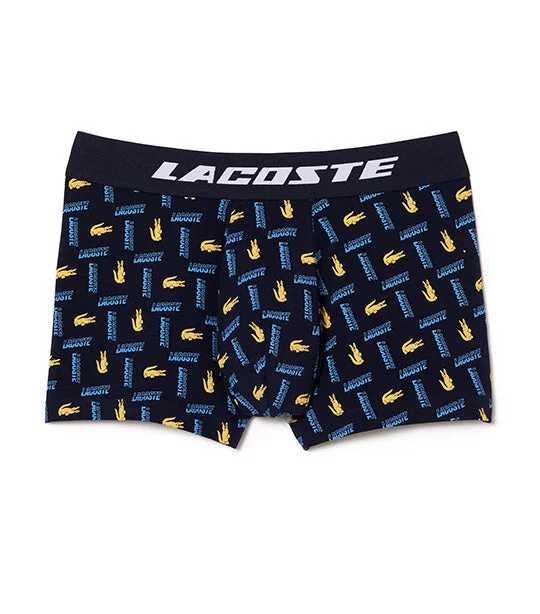 Men’s Contrast Logo Print Trunks	Navy Blue/Ethereal-Soya