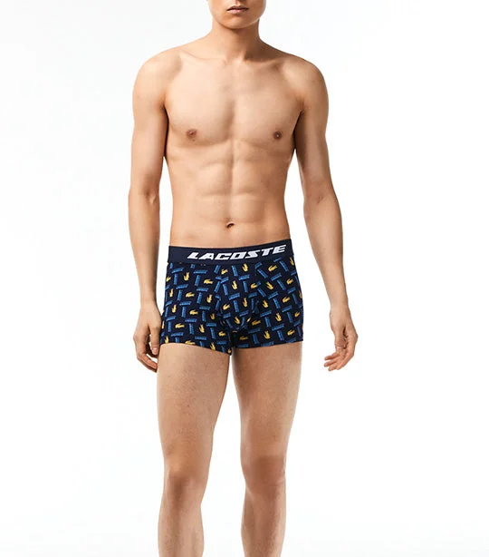 Men’s Contrast Logo Print Trunks	Navy Blue/Ethereal-Soya