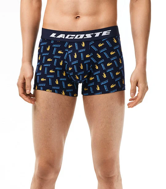 Men’s Contrast Logo Print Trunks	Navy Blue/Ethereal-Soya