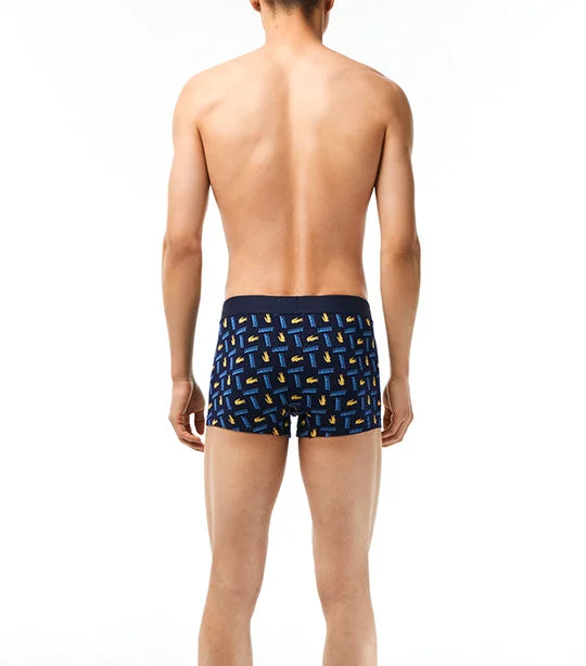 Men’s Contrast Logo Print Trunks	Navy Blue/Ethereal-Soya