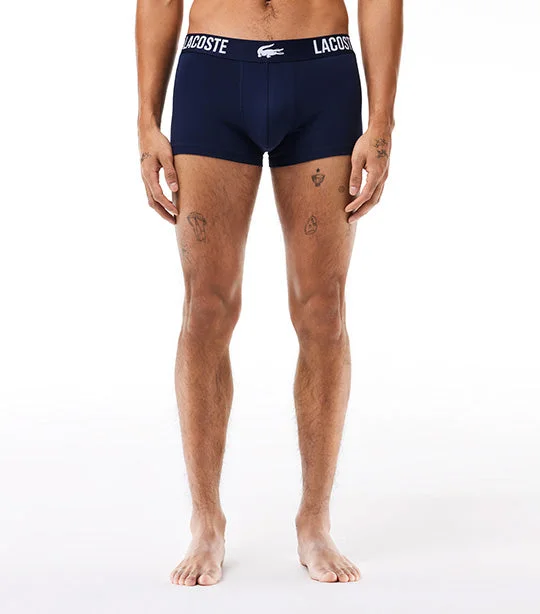 Men's Lacoste Branded Jersey Trunk Three-Pack Bonnie/Captain-Navy Blue