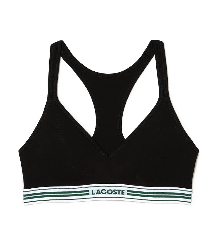 Padded Stretch Jersey Logo Bralette Black