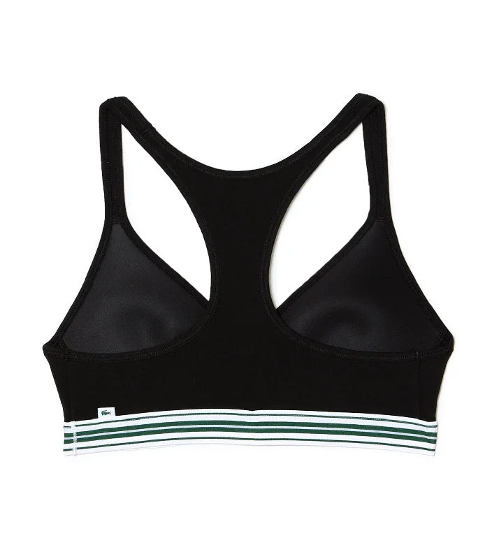 Padded Stretch Jersey Logo Bralette Black