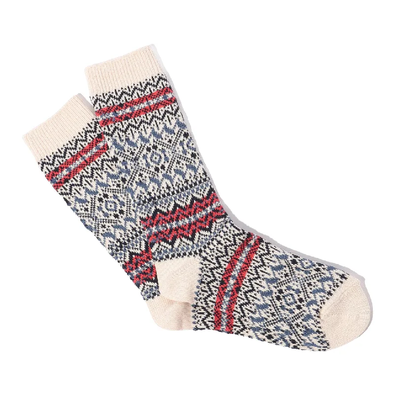 Old Pattern Crew Socks (Off White)