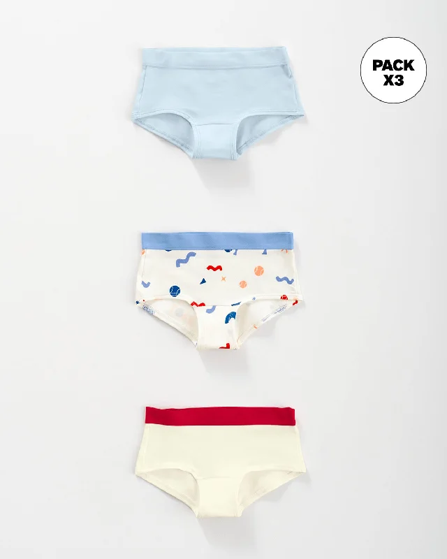 Paquete x 3 panties tipo hipster en algodón suave para niña