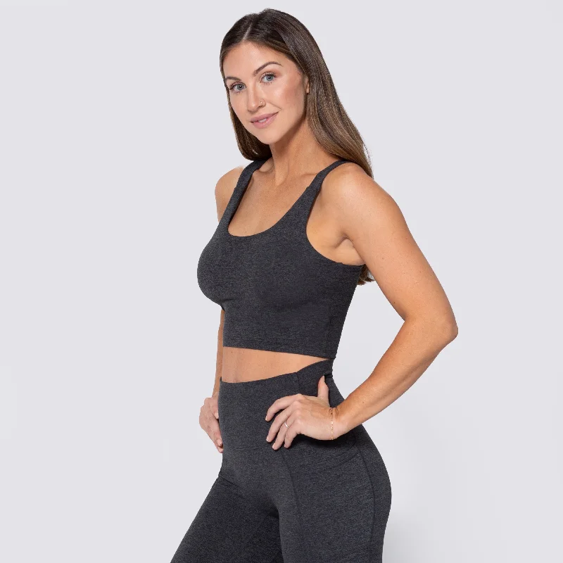 SoftLuxe Crop Top - Charcoal/Black (Final Sale)