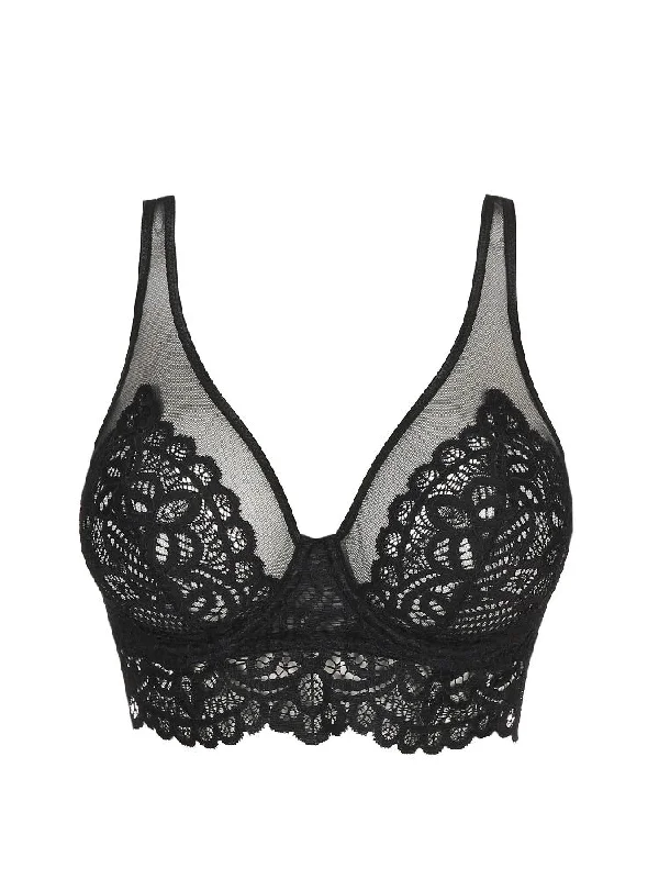 Twist First Night Longline Plunge Bra - Black