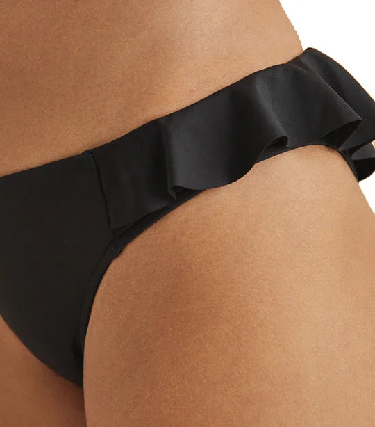 Flounced Bikini Bottoms Black