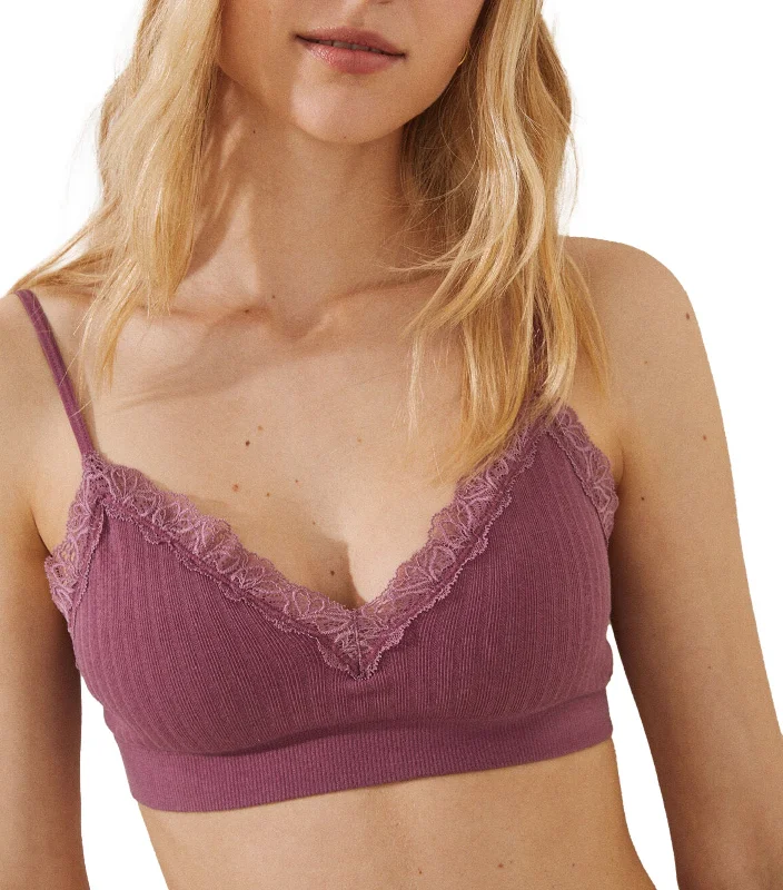 Seamless Cotton Triangle Bra Top Pink