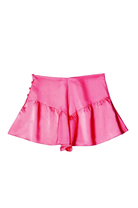 Bettie Page Lingerie Satin French Knickers In Hot Pink - Sizes 6-14