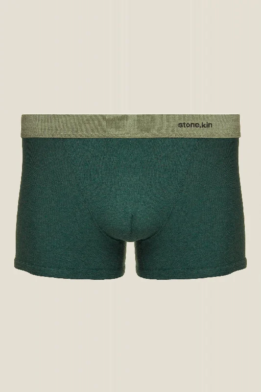 Boxer Brief in Organic Cotton Rib - Teal & Sage