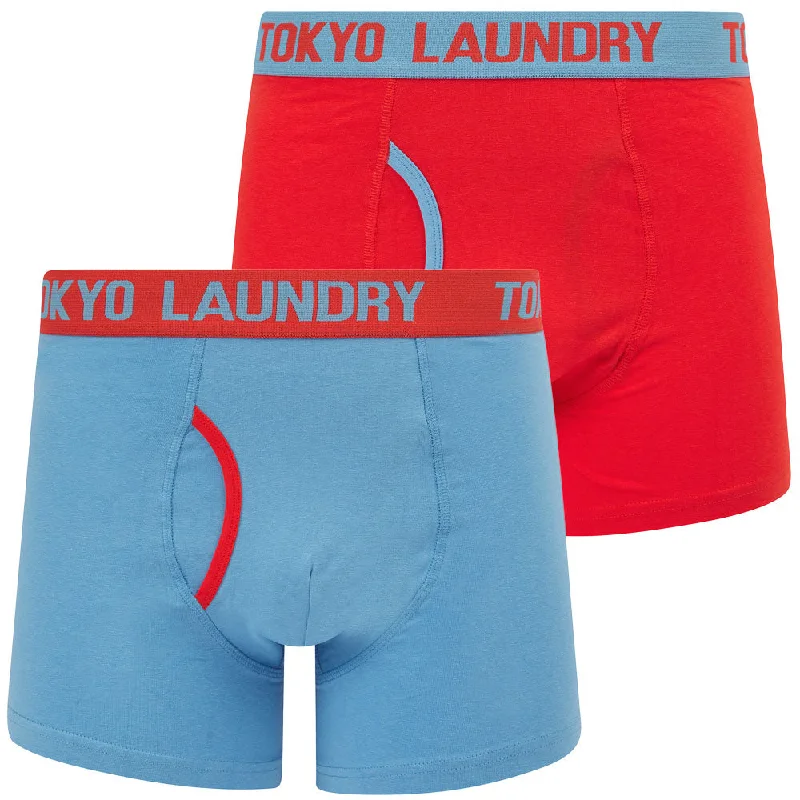 Budworth 2 (2 Pack) Boxer Shorts Set in Poppy Red / Blissful Blue - Tokyo Laundry