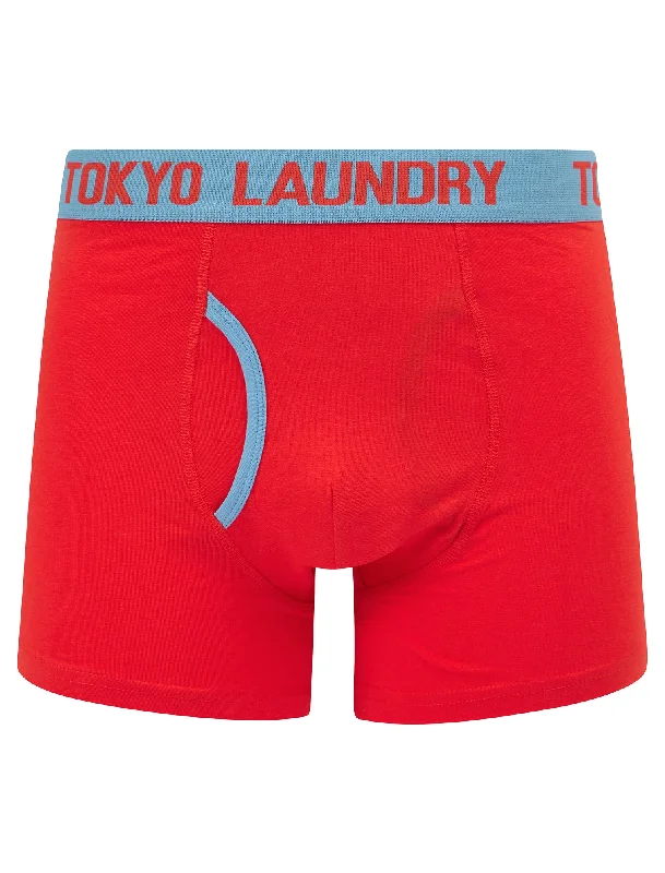 Budworth 2 (2 Pack) Boxer Shorts Set in Poppy Red / Blissful Blue - Tokyo Laundry