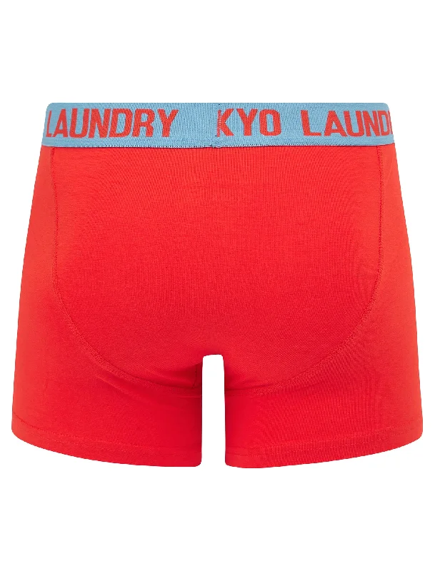 Budworth 2 (2 Pack) Boxer Shorts Set in Poppy Red / Blissful Blue - Tokyo Laundry