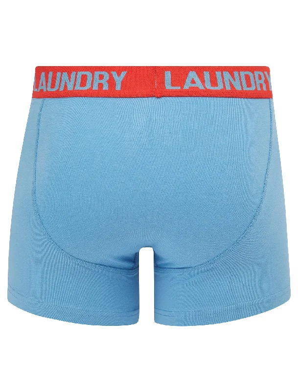 Budworth 2 (2 Pack) Boxer Shorts Set in Poppy Red / Blissful Blue - Tokyo Laundry