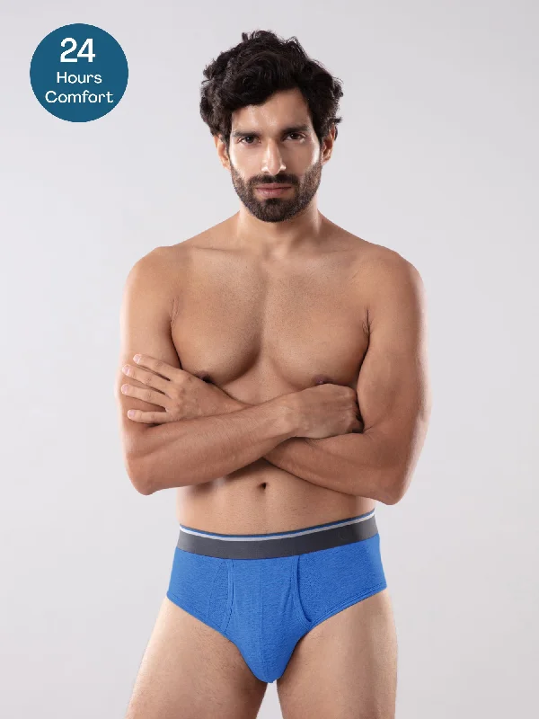 Anti Odor Cotton Tencel Cooling Brief - Blue Melange