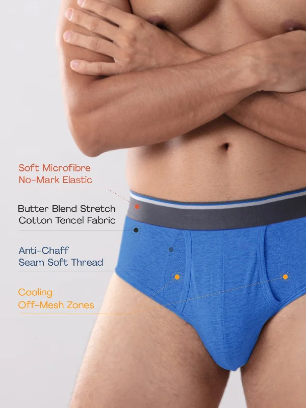 Anti Odor Cotton Tencel Cooling Brief - Blue Melange