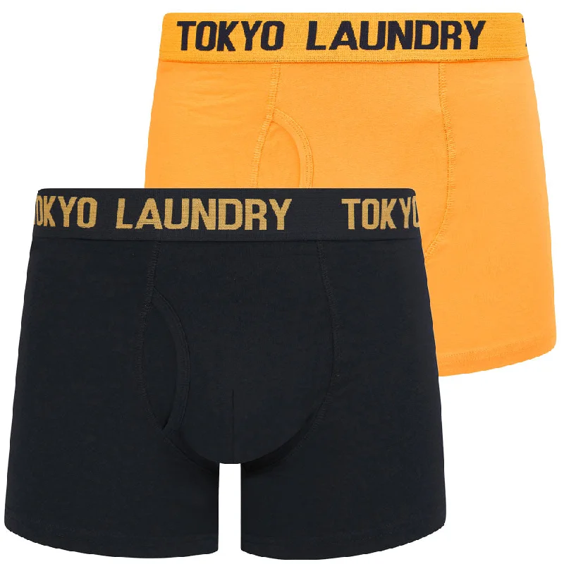 Hillside 2 (2 Pack) Boxer Shorts Set in Mock Orange / Sky Captain Navy - Tokyo Laundry