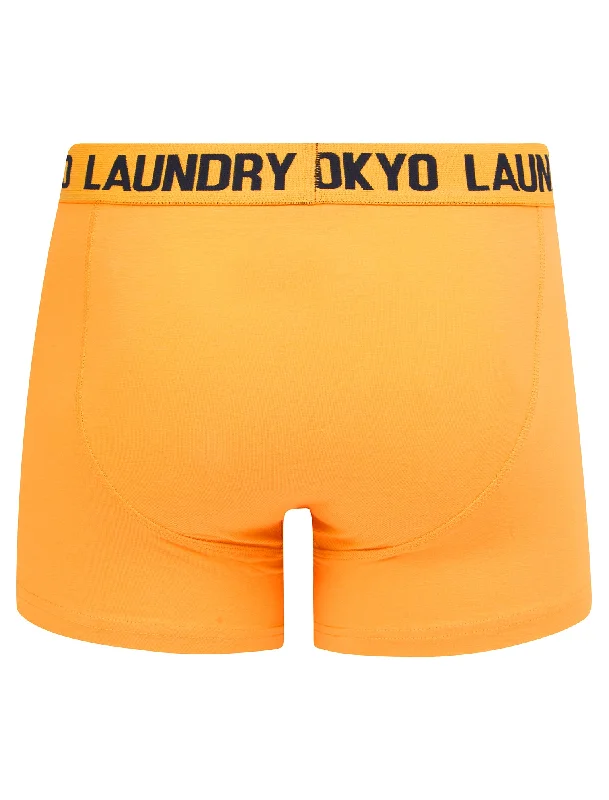 Hillside 2 (2 Pack) Boxer Shorts Set in Mock Orange / Sky Captain Navy - Tokyo Laundry