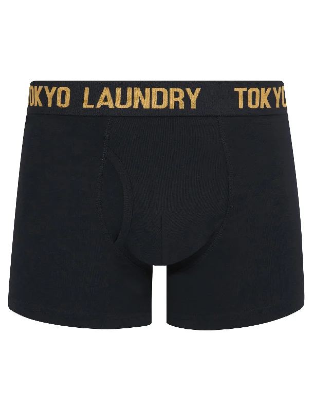 Hillside 2 (2 Pack) Boxer Shorts Set in Mock Orange / Sky Captain Navy - Tokyo Laundry