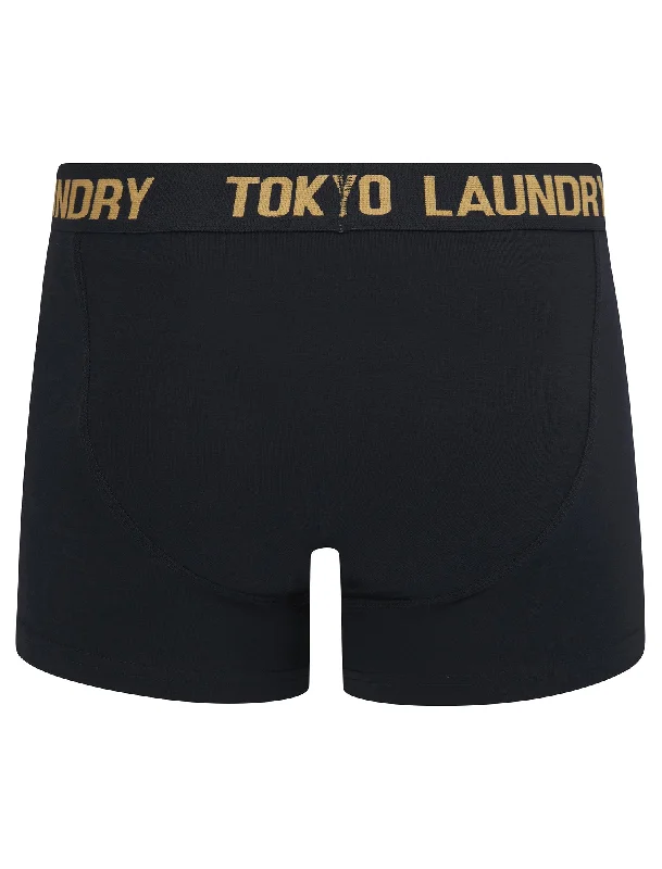 Hillside 2 (2 Pack) Boxer Shorts Set in Mock Orange / Sky Captain Navy - Tokyo Laundry