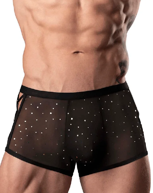 Male Power 147-288 Show Stopper Mini Short Silver Mesh Dot