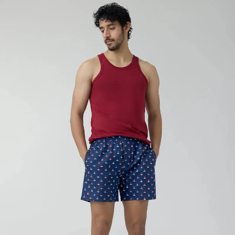 Remix Cotton Boxers Yacht Blue