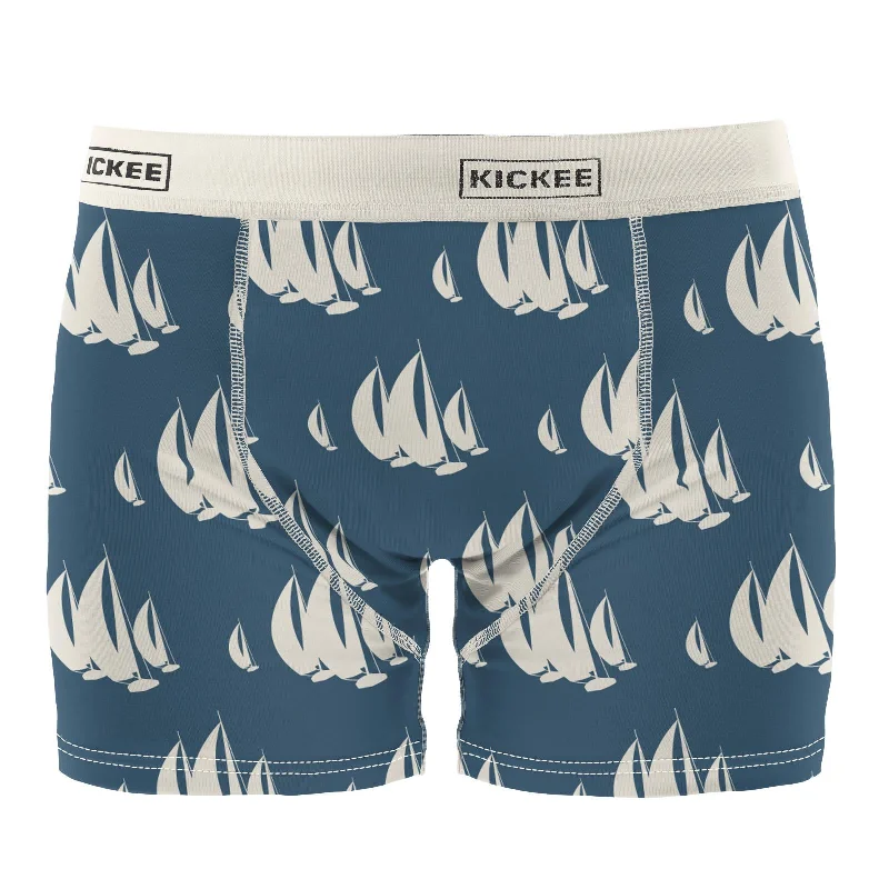 Men's Print Boxer Brief in Deep Sea Sailboat Race