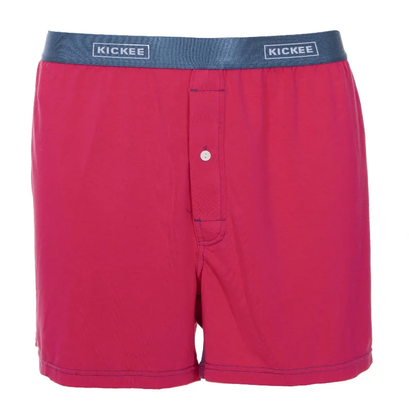 Men's Solid Boxer Shorts in Prickly Pear with Twilight