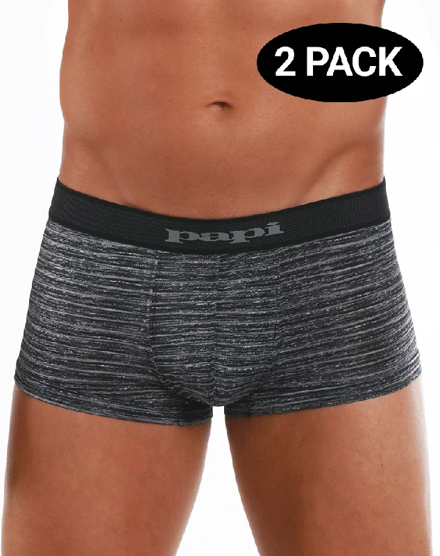 Papi 626183-962 Cool2 2pk Solid-print Brazilian Trunks Black-gray