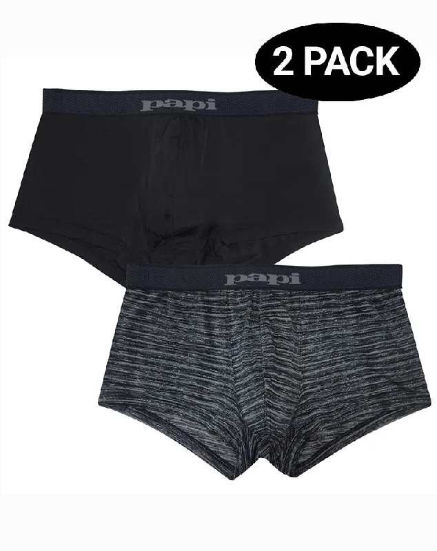 Papi 626183-962 Cool2 2pk Solid-print Brazilian Trunks Black-gray