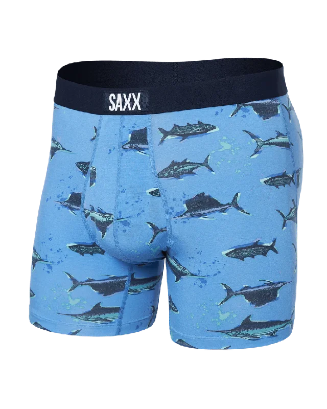 Saxx Ultra Super Soft Boxer Brief - Fish On-Sail Blue