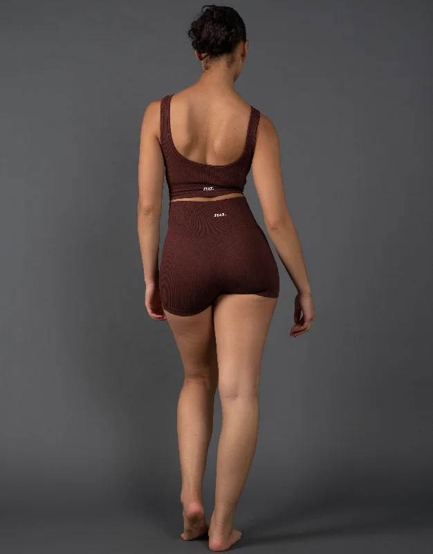 Premium Seamless Low Back Crop Lounge V5.1 - Umber